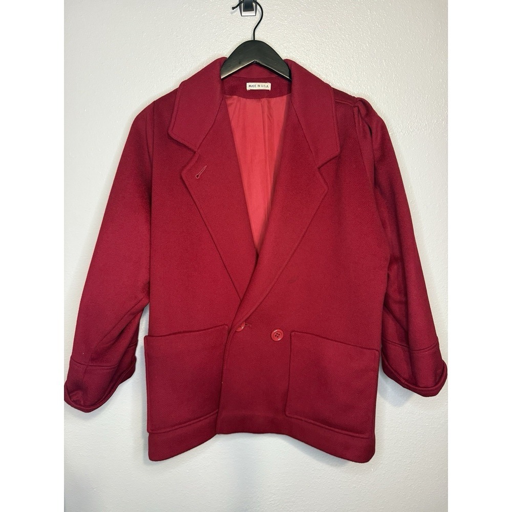 Vintage Women's Worumbo Wool Pea Coat Red Size‎ Large See Measurements AS IS
